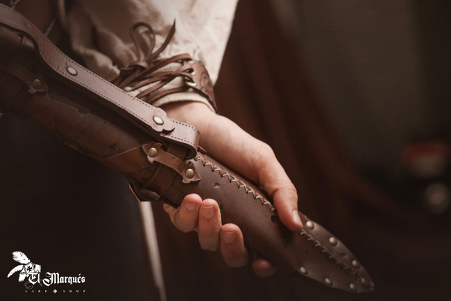 Leather dagger scabbard - Brown - pochwa na sztylet