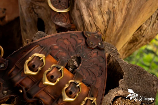 Leather Baldric with Sword holder - Red