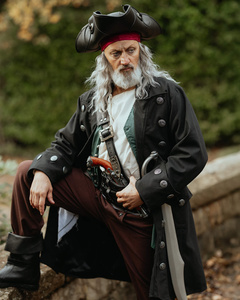 Captain Chad Buccaneer Coat canvas - Black - bawełniany płaszcz