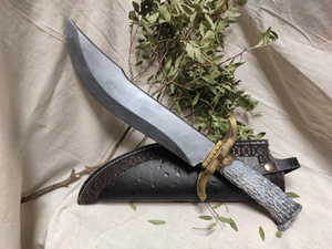 Bowie dagger - Straight blade - Antler handle - Gold