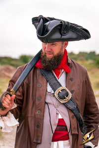 Pirate Hat - Faux Leather - Black