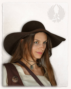 Felted Hat With Wide Brim Brown - średniowieczny kapelusz z szerokim rondem