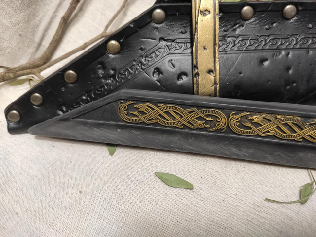 Seax - Dragon blade - Wooden handle - Gold