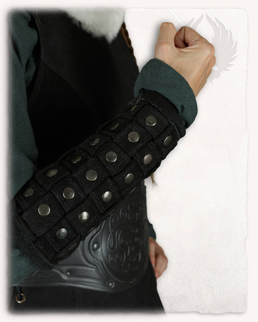 Robert Bracers - Black - nitowane skórzane karwasze