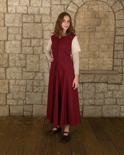 Elodie Dress Bordeaux/Cream - suknia z długimi rękawami