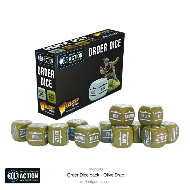 Bolt Action: Bolt Action: Orders Dice - Olive Drab (12)