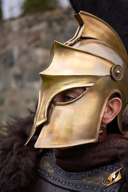 Corinthian Helmet w/Plume - Brass/Black - hełm koryncki z pióropuszem