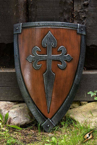 Crusader Shield - Wood/Steel - 70x50 cm