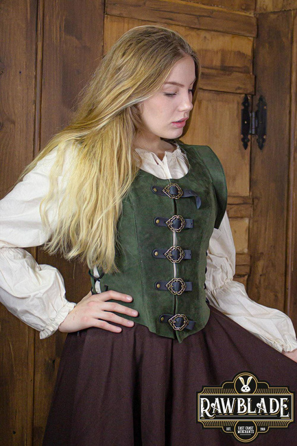 Julienne Leather Jerkin Short - Green