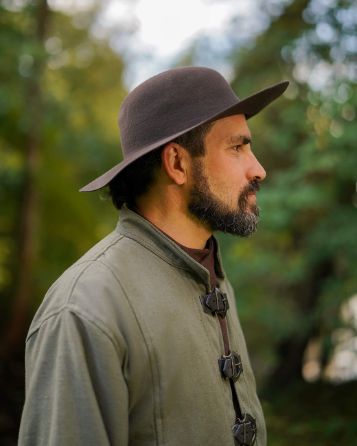 Felted Hat With Wide Brim Black - średniowieczny kapelusz z szerokim rondem