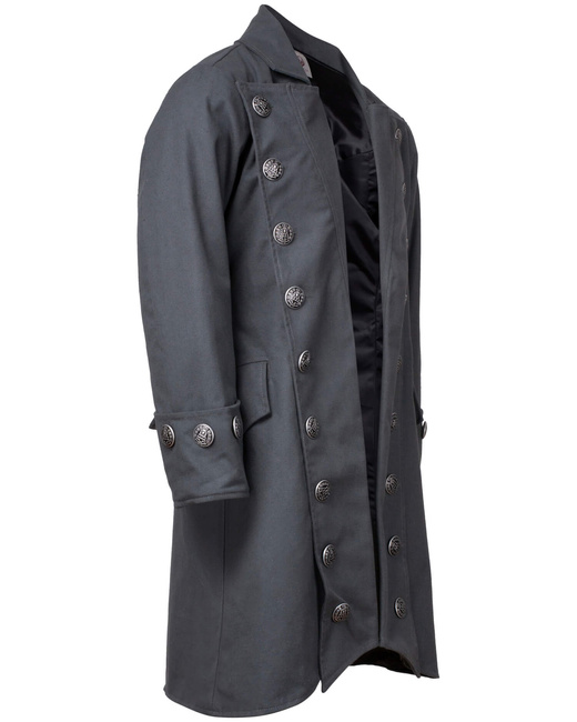 Captain Chad Buccaneer Coat canvas - Grey - bawełniany płaszcz