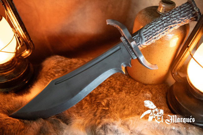 Bowie dagger - Curved blade - Antler Handle - Silver