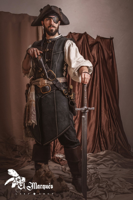 Leather Vest Long - Black