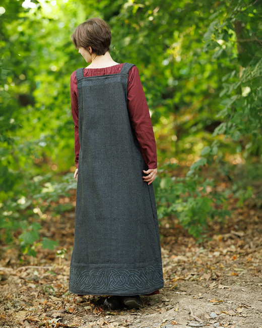 Alva Apron Dress Herringbone Black - suknia fartuchowa