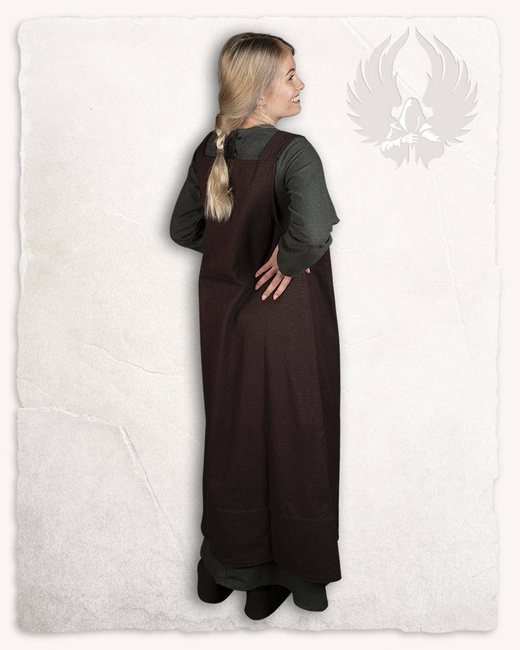 Lientje Apron Dress Brown - płócienna długa suknia fartuchowa