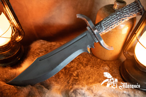 Bowie dagger - Curved blade - Antler Handle - Silver