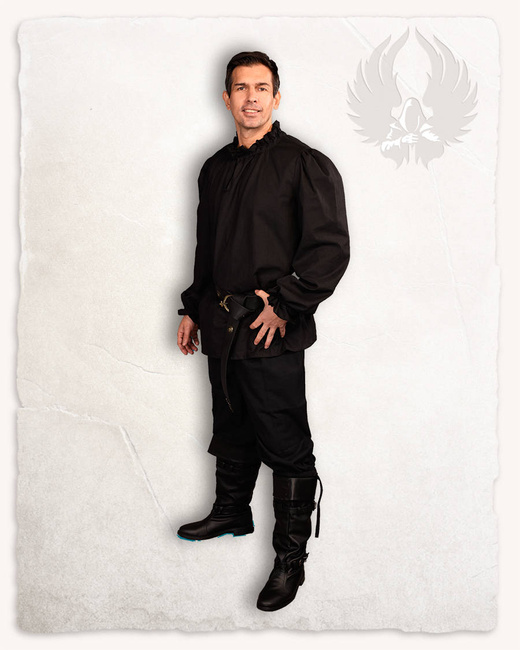 Bastian Shirt Cotton Black - koszula średniowieczna