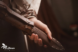 Leather dagger scabbard - Brown - pochwa na sztylet