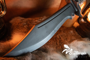 Bowie dagger - Curved blade - Antler Handle - Silver