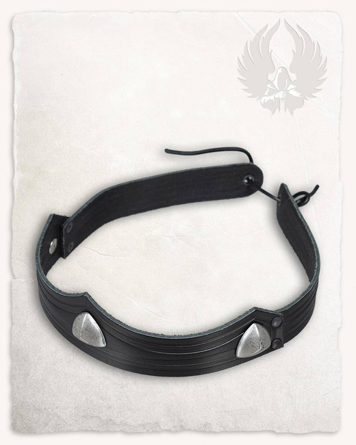 Isidor Studded Crown Triangolar Black - skórzany diadem