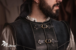 Leather Vest Long - Black