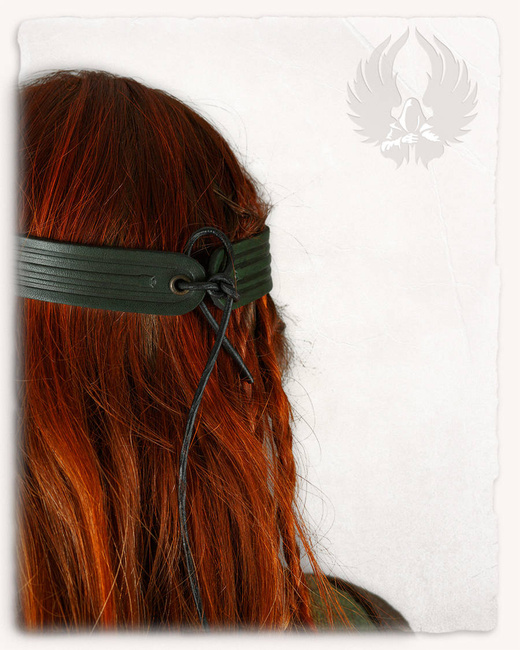Isidor Studded Crown Round Green - skórzany diadem