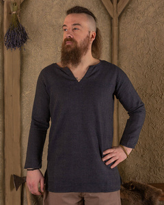 Tronde Tunic Herringbone Blue - bawełniana tunika