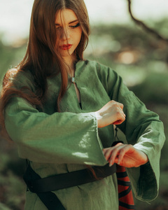 Galatea blouse linen - Green - lniana koszula