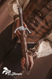 Leather dagger scabbard - Brown - pochwa na sztylet