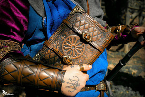 Leather Grimoire - Blue/Gold - skórzana księga/notatnik