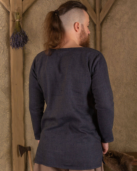 Tronde Tunic Herringbone Blue - bawełniana tunika