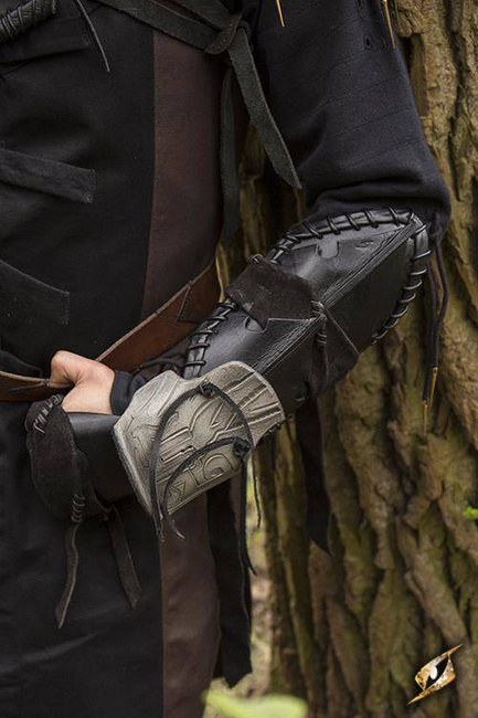 Bone Bracer - Left Arm Bracer - Black/Desert Beige