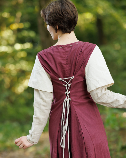 Elodie Dress Bordeaux/Cream - suknia z długimi rękawami