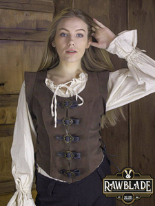 Julienne Leather Jerkin Short - Brown