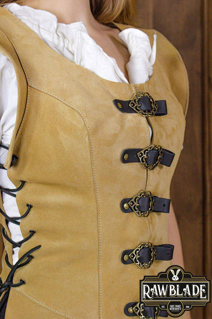 Julienne Leather Jerkin Long -Light Brown