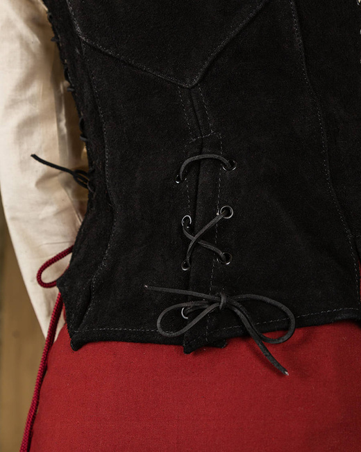 Lisa Leather Bodice Black - zamszowa kamizelka