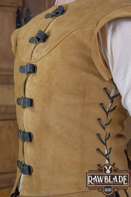 Jules long Leather Jerkin - Light brown