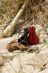 Simple coin pouch - Red - skórzana sakiewka