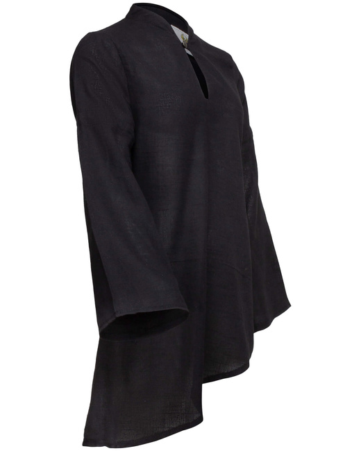 Galatea blouse linen - Black- lniana koszula