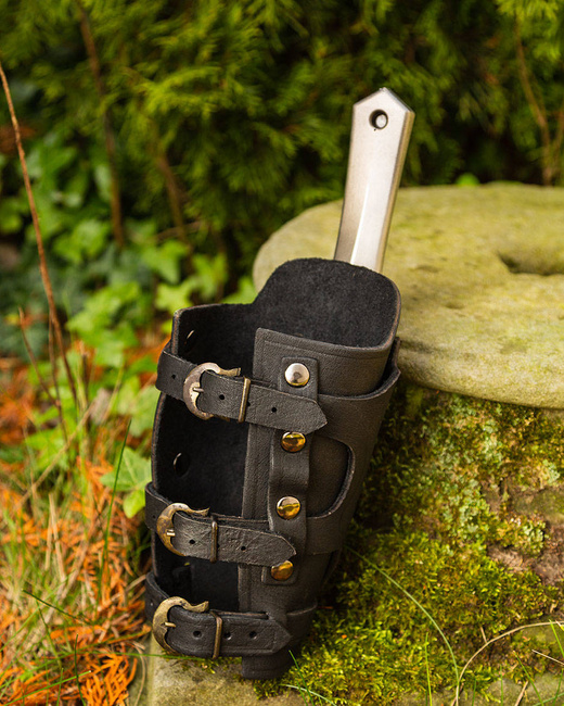 Geralt Bracers with Throwing Dagger Holder - Left - Black