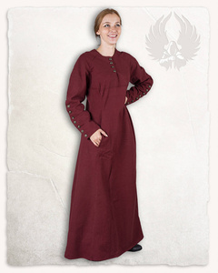 Jovina Dress Canvas Bordeaux - płócienna suknia