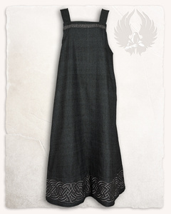 Alva Apron Dress Herringbone Black - suknia fartuchowa