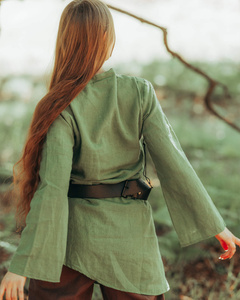 Galatea blouse linen - Green - lniana koszula