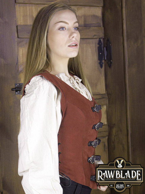 Julienne Leather Jerkin Short - Red