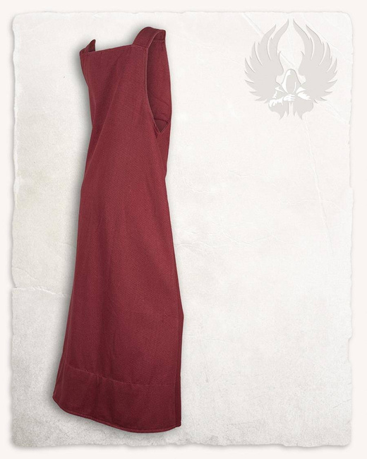 Lientje Apron Dress Bordeaux - płócienna długa suknia fartuchowa