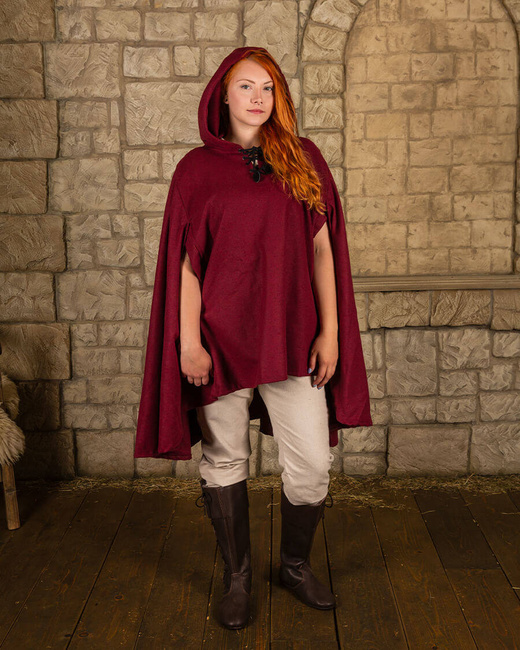 Raven Cape Wool Burgundy - wełniana peleryna