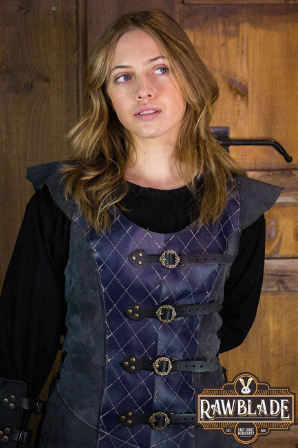 Highland Long Leather Jerkin - Blue