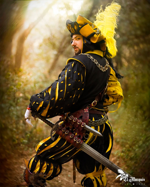 Leather Baldric with Sword holder - Red