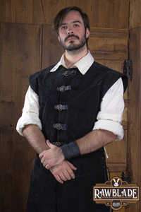 Jules long Leather Jerkin - Black