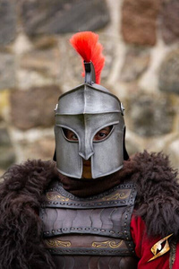 Corinthian Helmet w/Plume - Epic Dark/Red - hełm koryncki z pióropuszem